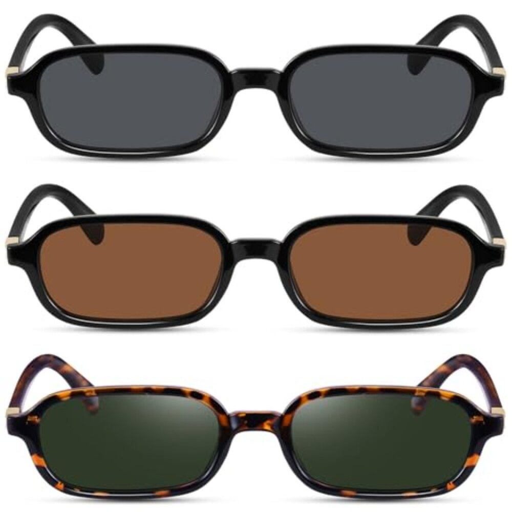 Retro Rectangular Sunglasses Narrow Frame UV Prot… - image 5